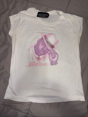 White Kids' Graphic Tee with Pink Notorious Print